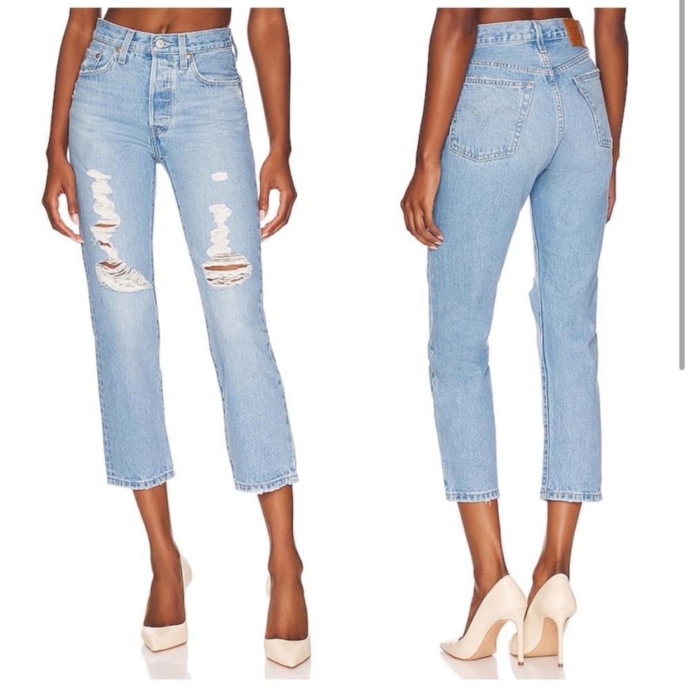 Levi’s 501 cropped high waist Ojai Ring denim jeans NWT - Picture 5 of 12
